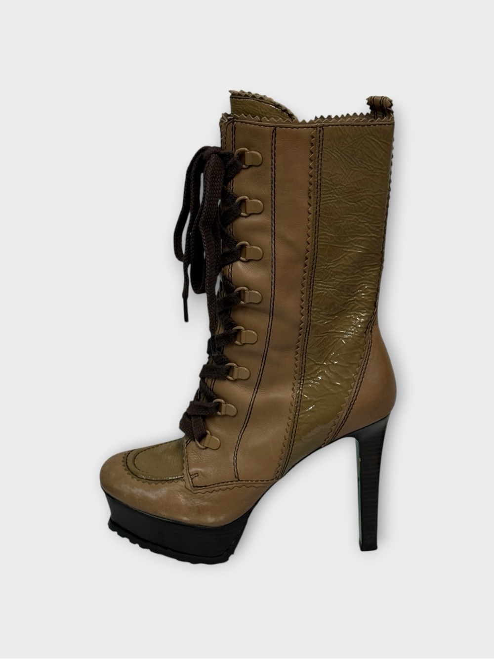 Lisa for Donald J Pliner Two-Tone Leather Lace-Up Platform Boots
